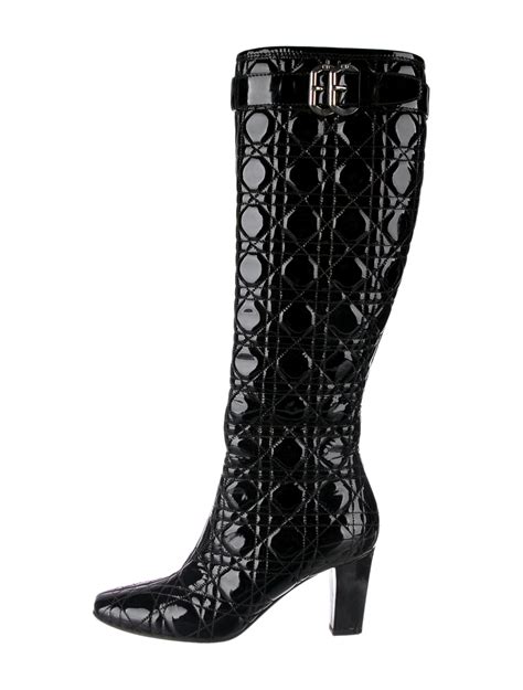 Christian Dior Cannage Pattern Patent Leather Boots 